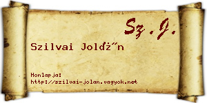 Szilvai Jolán névjegykártya
